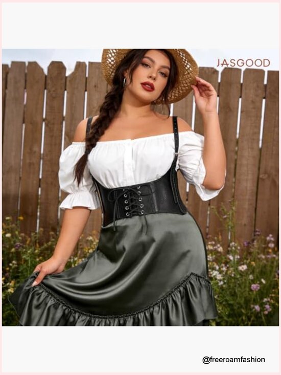 Faux Leather Elastic Underbust Corset Waist Belt Lace-up Steampunk Waspie